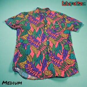 Lollapalooza Festival Shirt Mens MED Colorful Floral Print Button Up Hawaiian